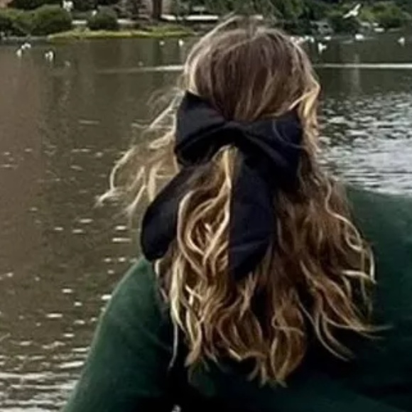 Set of 2—Satin Black and Cream Hair Bows Barrettes A New Day Target NWOT - Picture 7 of 7